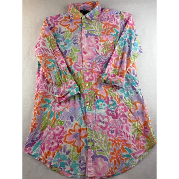 Lauren Ralph Lauren Tops - Lauren Ralph Lauren Floral Button‎ Down Shirt Womens Size S Colorful Cotton